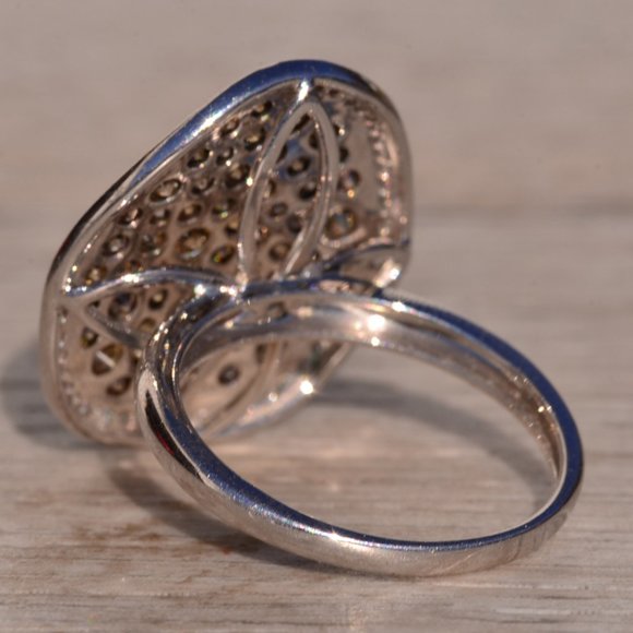 Zeghani Signed Colored Diamond and White Diamond Cocktail Ring - Picture 4 of 10